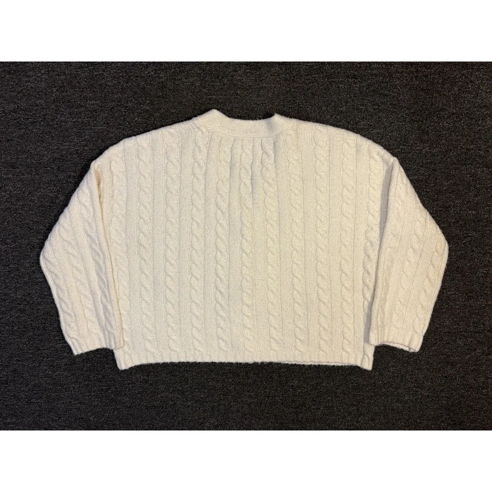 Abercrombie & Fitch Sweater Womens Small White Cable Knit Button Cardigan Top - Picture 6 of 6